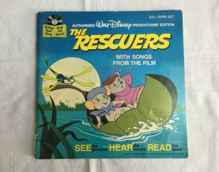 Vintage Walt Disney 1977 The Rescuers Record & Book Set Bianca Bernard