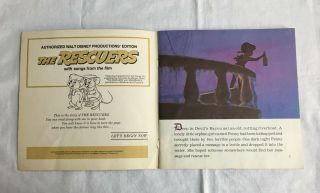 Vintage Walt Disney 1977 The Rescuers Record & Book Set Bianca Bernard 2