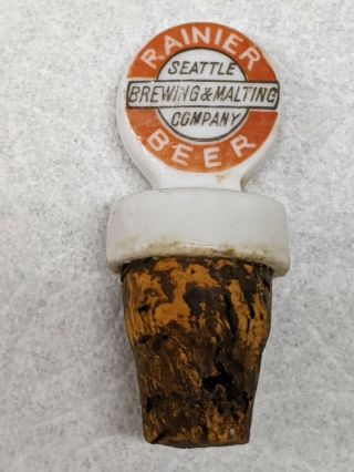 Vintage Rainier Beer Bottle Stopper Cap Brewing & Malting Company Seattle Wa