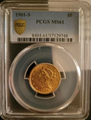 1901 S $5 Liberty Gold Half - Eagle Coin Ngc Ms 61