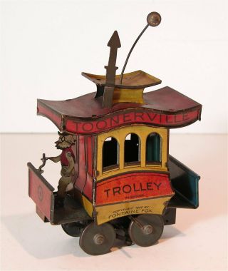 1920s Toonerville Trolley Tin Lithograph Wind Up Toy - Tin Litho Wind - Up Toy