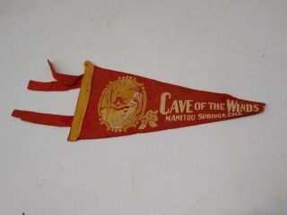Vintage Cave Of The Winds Manitou Springs Colorado Felt Pennant - 10 " X 5 "