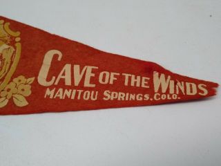Vintage Cave of the Winds Manitou Springs Colorado Felt Pennant - 10 