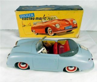 Minty 1958 Distler Electomatic Porsche Cabriolet 356.  Orig Box,  Key,  Instructions
