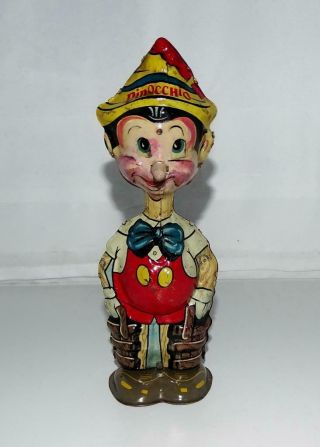 Ex Disney 1939 " Pinocchio " Marx Tin Wind - Up Toy With Built - In Key -