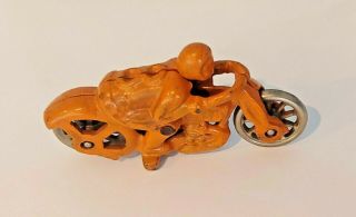 Vintage Hubley Orange 8 Speed Motorcycle Cast Iron Toy Racer Racing 2