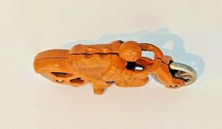 Vintage Hubley Orange 8 Speed Motorcycle Cast Iron Toy Racer Racing 3