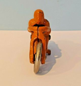 Vintage Hubley Orange 8 Speed Motorcycle Cast Iron Toy Racer Racing 4