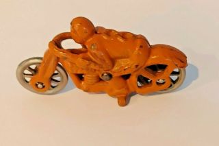Vintage Hubley Orange 8 Speed Motorcycle Cast Iron Toy Racer Racing 6