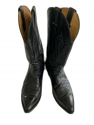 Mens Vintage Black Pointed Leather Cowboy Boots Nocona Size 11d Us 10.  5 Uk