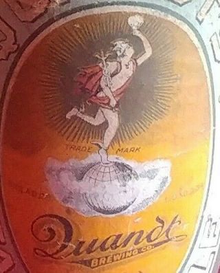 Vintage Old 1900`s Quandts Glass Beer Bottle,  Paper Label,  Antique,