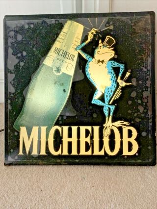 Vintage Michelob Beer Coqui Frog Lighted Beer Sign 1980 