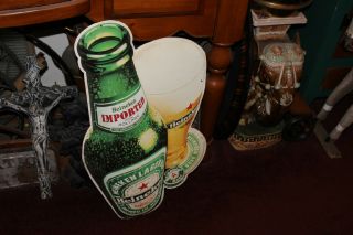 Vintage Heineken Beer Metal Advertisement Sign Beer Bottle Breweriana