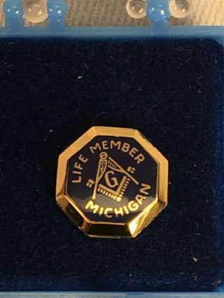 Vintage Masonic Blue Lodge Tie Tack - Lapel Pin Lifetime Member Michigan