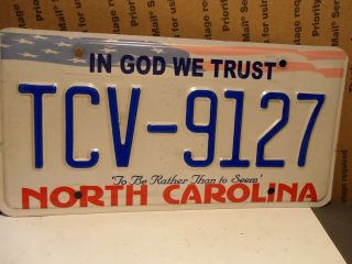 2000’s North Carolina In God We Trust License Plate Tcv - 9127