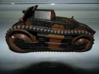Tippco 197 Pre - War German Clockwork Panzer Tank With Tow Hitch Tin Toy