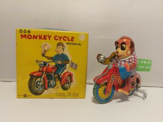 Vintage Rare Tin Toys Monkey Cycle Mechanical 556 Japan 1950s Box