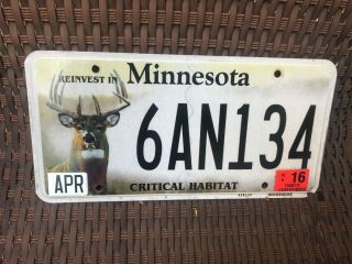 Minnesota Critical Habitat Deer Auto Car Truck Special License Plate Tag