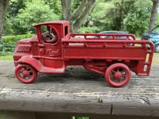 Vintage Arcade Cast Iron Mack Truck Wrecker Toy With Driver 1930s