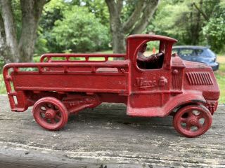 Vintage Arcade Cast Iron Mack Truck Wrecker Toy With Driver 1930s 4