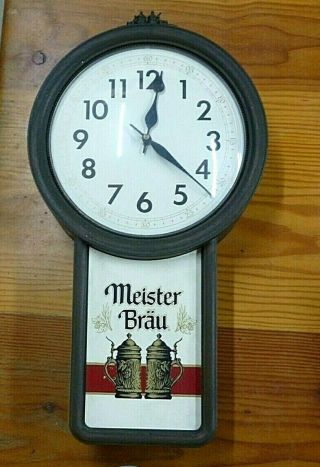 Vintage Meister Brau Beer Clock Sign Advertising Bar Miller Brewing -