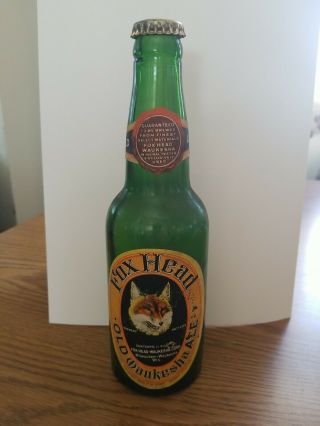 (vtg) 1933 Fox Head Old Waukesha Ale Beer Bottle 11oz Wi Rare