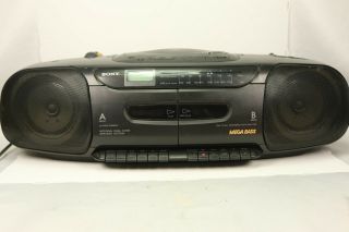 Vtg Sony Mega Base Boombox Cfd - 110 Dual Tape Cd Radio Portable