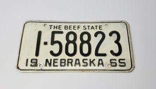 Vintage 1965 Nebraska License Plate - Douglas County - Omaha - The Beef State