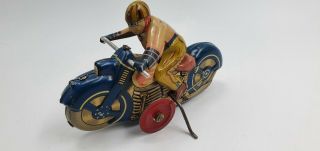 (see Video) Tin Toy Wind Up Made In Japan Motorcycle With Unusual Mechanism
