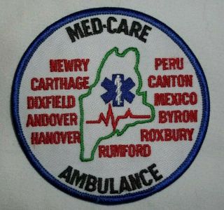 Embroidered Uniform Patch Med - Care Ambulance Maine Peru Newry Canton Nos