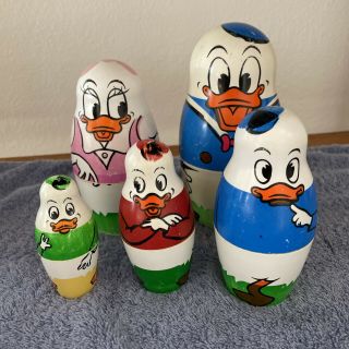 Vintage Walt Disney Matryoshka Donald Duck Family Nesting Doll 5