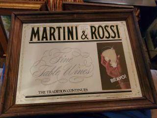 Vintage Martini & Rossi Fine Table Wines Bar Mirror 18x14 Mancave Sign Display