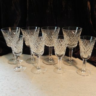 Mixed Set 8 Vintage Waterford Alana Cut Crystal Diamond Wine Stemware Glass Red