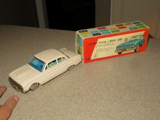 Nos Vintage 1963 Bandai Toys Japan Ford Falcon Tin Friction Toy Car Mib Pristine