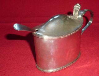 Solid Silver Mustard Pot,  William Hutton & Sons Ltd,  London 1898 & Silver Ladle
