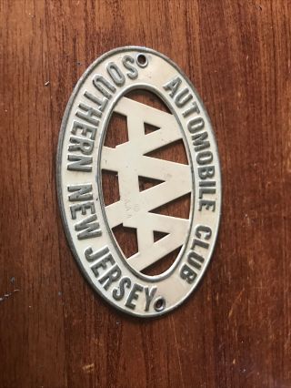 Vintage Southern Nj Motor Club Aaa Badge License Plate Topper