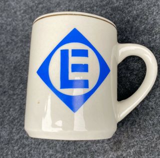Vintage Erie Lackawanna Railway Railroad Coffee Mug Blue Emblem