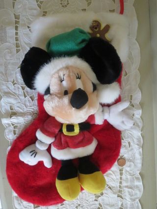 Vintage Minnie Mouse Christmas Stocking Plush Disney Store