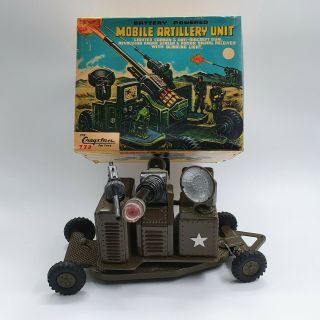 Tin Toy Battery Operated Mobile Artillery - Box And -