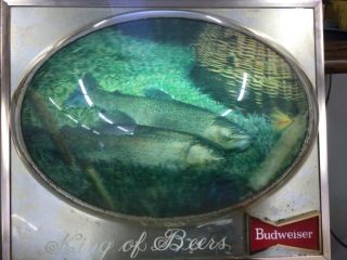 Vintage Budweiser Trout Bubble Lighted Beer Sign Light