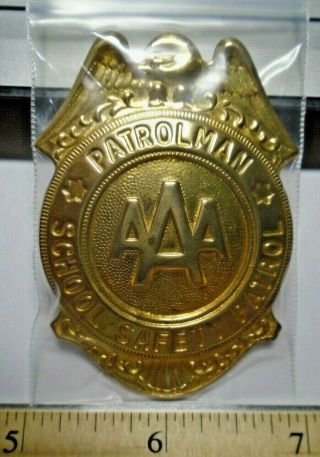 Aaa School Safety Patrol Badge Gold Patrolman Award Style 2c Circa 1970 Look