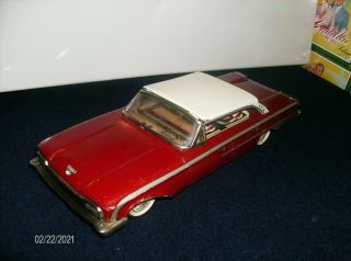 1960 Tin Ford Starliner Hardtop Toy Yonezawa Japan Friction Car Gorgeous Cond.