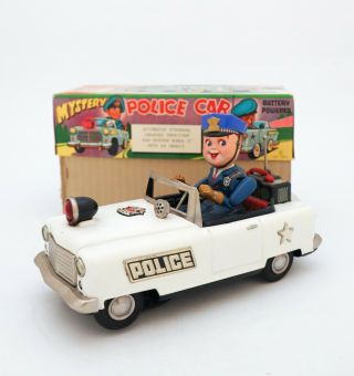 Nomura Mystery Police Car - Box - Tin Toy Battery Operated