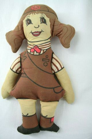 Vintage Cloth Stuffed Brownie Girl Scout Doll 11 1/2 " High Wb13