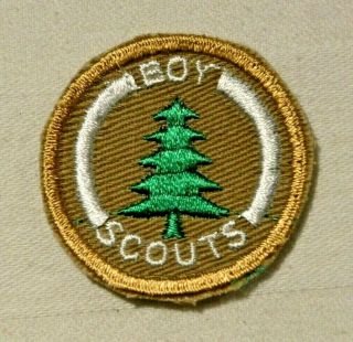Green Xmas Tree Boy Scout Forester Proficiency Award Badge Tan Cloth Large $7.  99