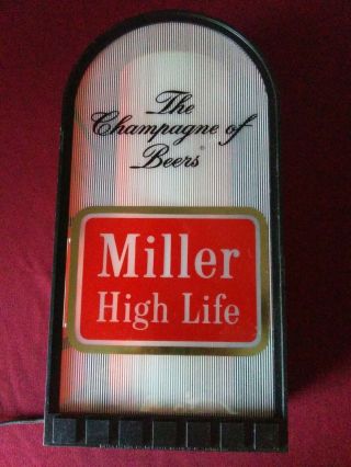 Vintage Miller High Life Lighted Bar Sign 13 " X 7 " The Champagne Of Beers