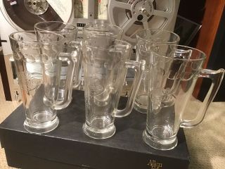 Vintage Falstaff Beer 1960s Embossed Glass Mugs Set Of 6