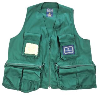 Stunning Vintage House Of Hardy Green Cotton Fly Fishing Vest Waistcoat Large