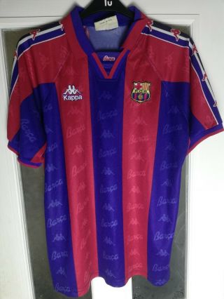 1995/97 Barcelona Vintage Kappa Home Football Shirt Jersey (l) Ronaldo Era