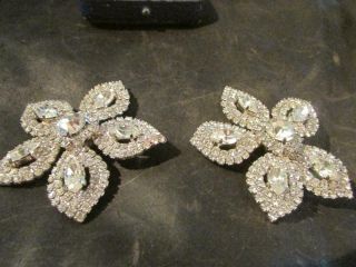 Fab Vintage Designer Butler & Wilson Large Rhinestone Flower Earrings,  Signed